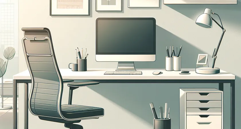 A modern office workspace with a computer