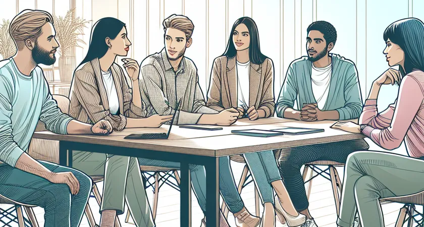 People having a meeting in a coworking space