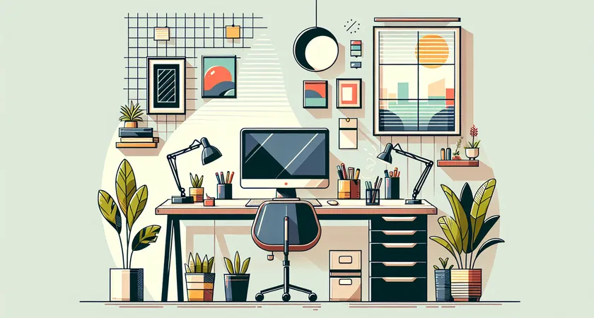 A modern office with a computer