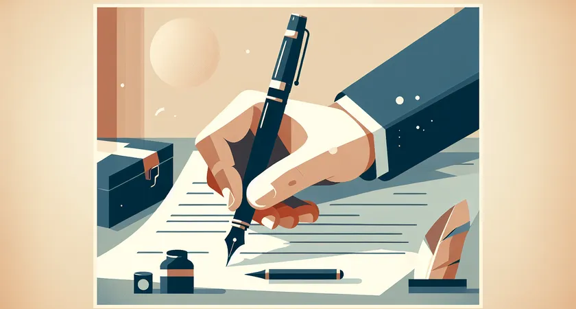 Une main tenant un stylo