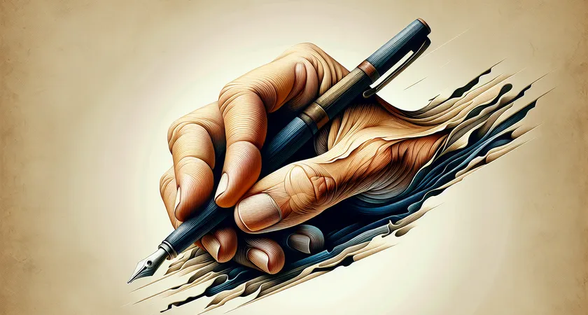 Une main tenant un stylo