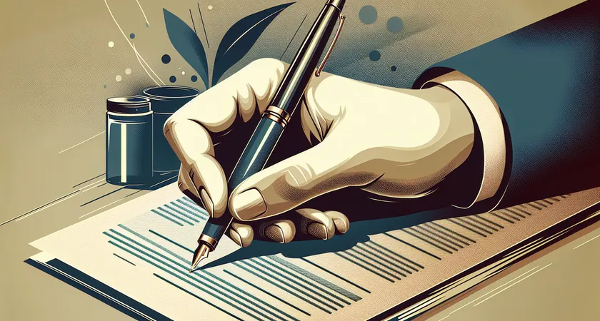 Une main tenant un stylo