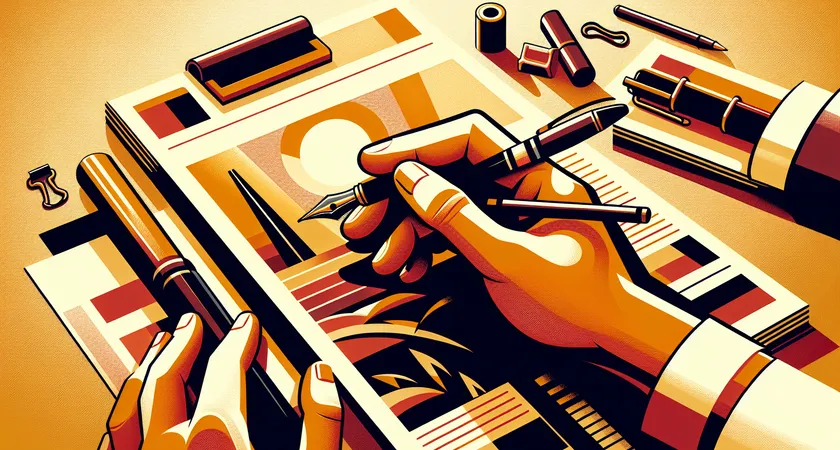 Une main tenant un stylo