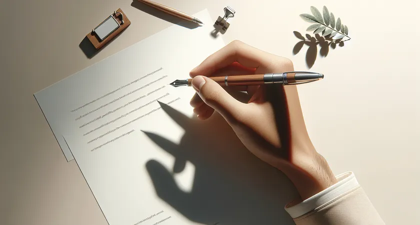 Une main tenant un stylo