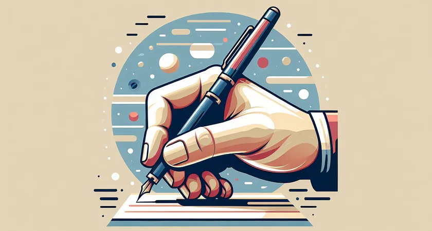 Une main tenant un stylo