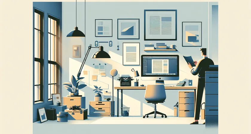 A modern office with a computer