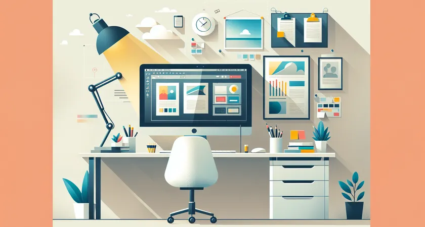 A modern office with a computer