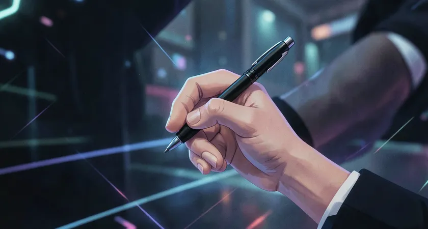 Une main tenant un stylo