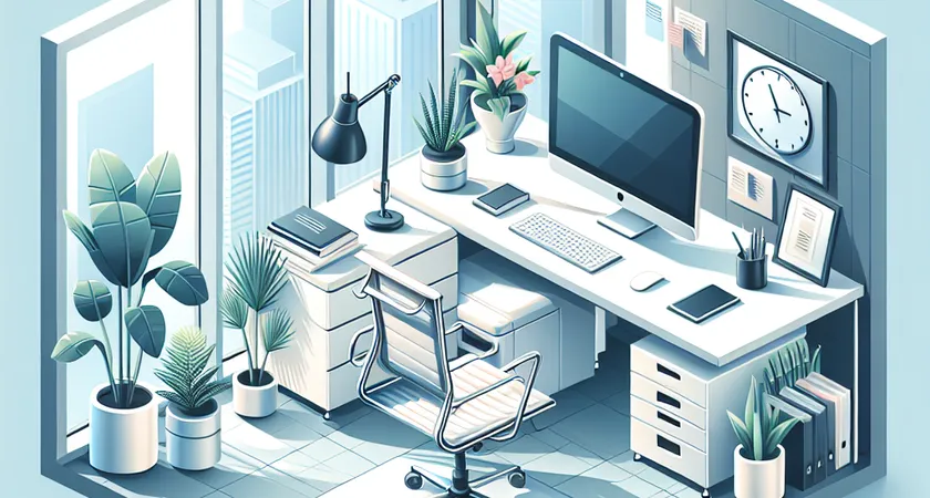 Un bureau moderne avec un ordinateur