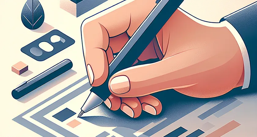 Une main tenant un stylo