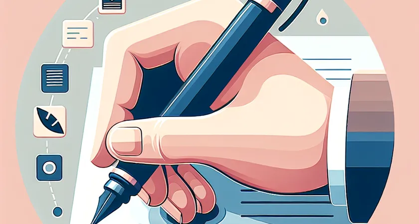 Une main tenant un stylo