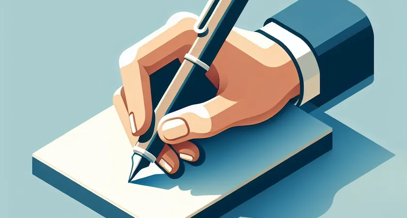 Une main tenant un stylo