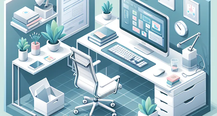 Un bureau moderne avec un ordinateur