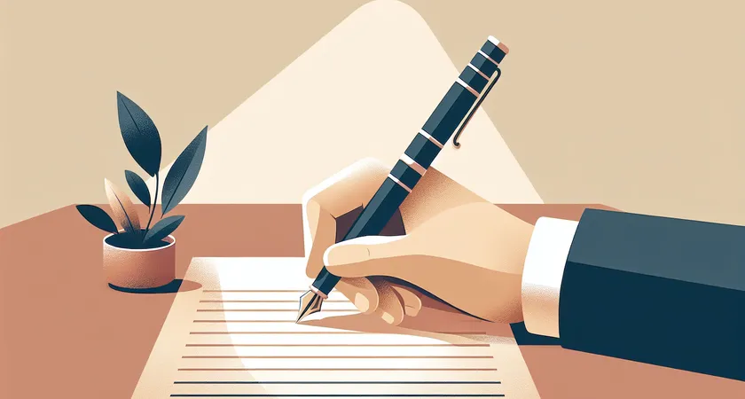 Une main tenant un stylo