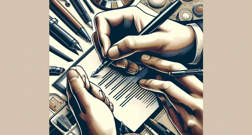 Une main tenant un stylo