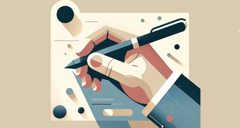 Une main tenant un stylo