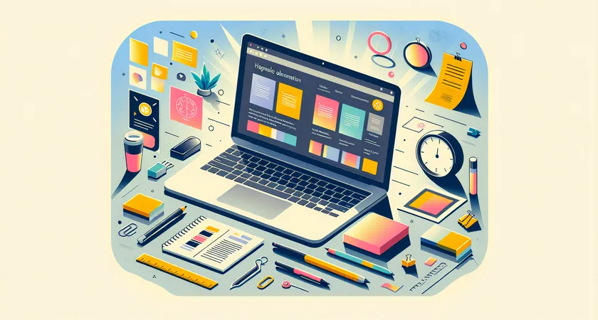 Un ordinateur portable sur un bureau avec des post-its colorés