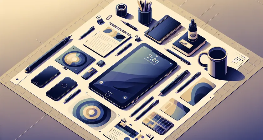 Un smartphone sur une table à côté de cahiers et de stylos