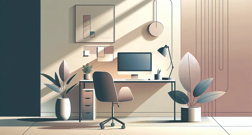 Un bureau moderne avec un ordinateur et une plante verte