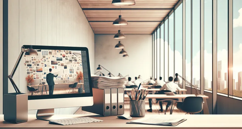 Un bureau moderne avec un ordinateur