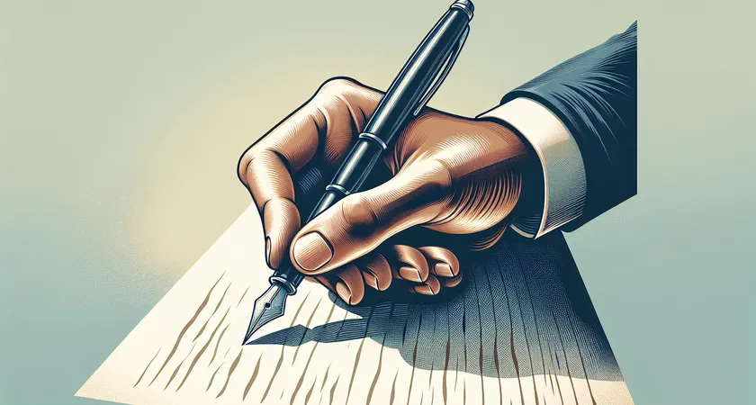 Une main tenant un stylo