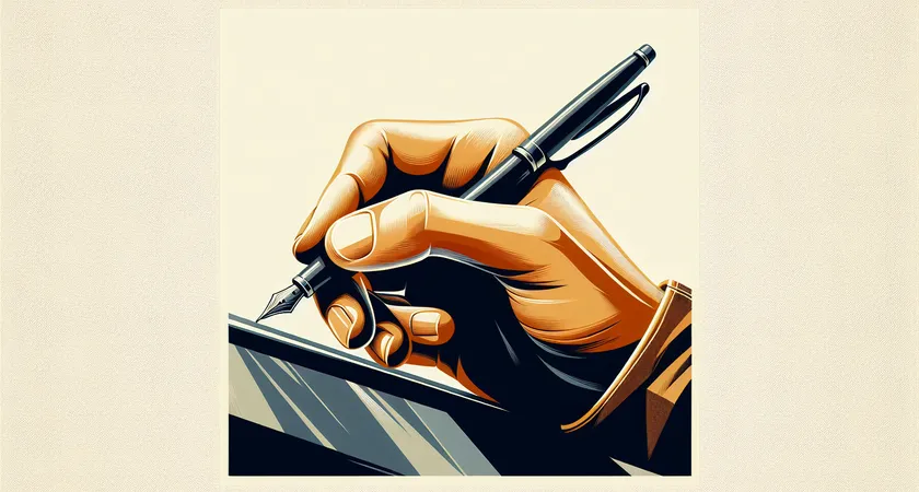 Une main tenant un stylo