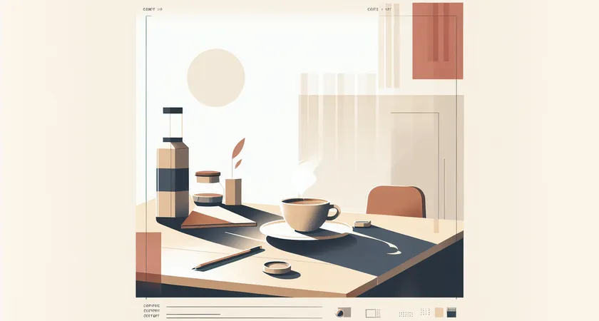 A coffee on a minimalist desk