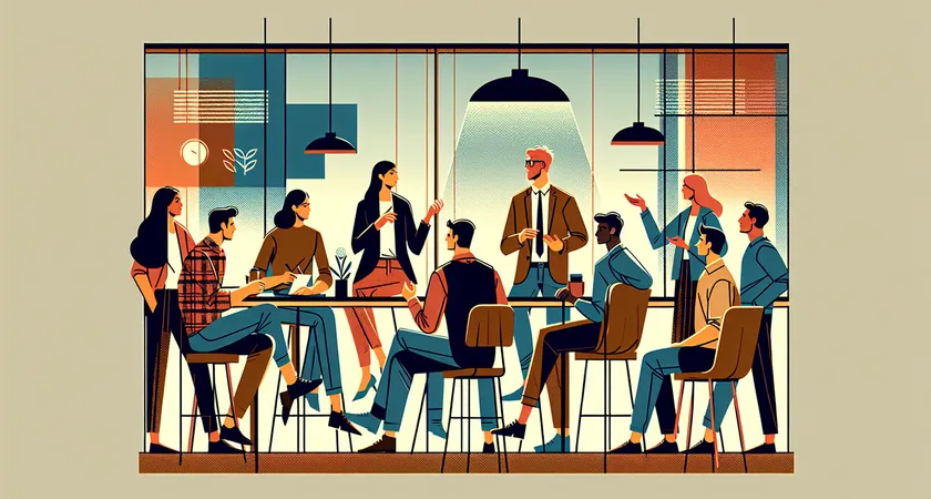 A group discussing ideas in a coworking space