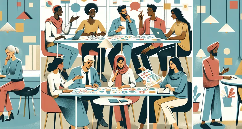 A bright shared workspace with people brainstorming together