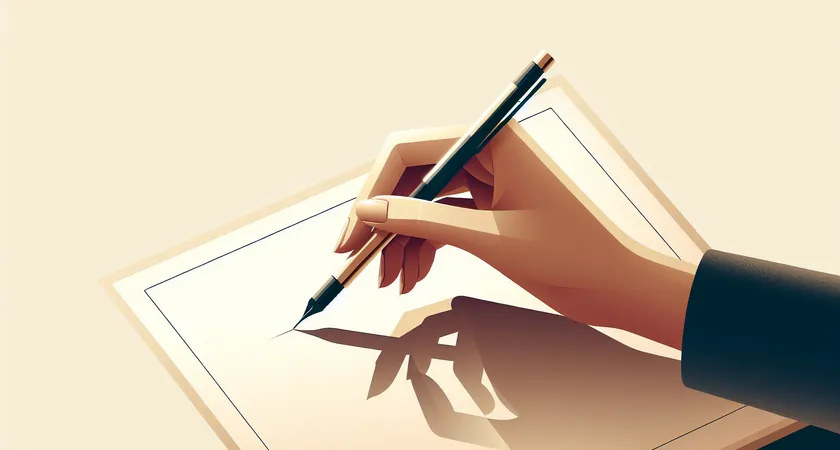 Une main tenant un stylo