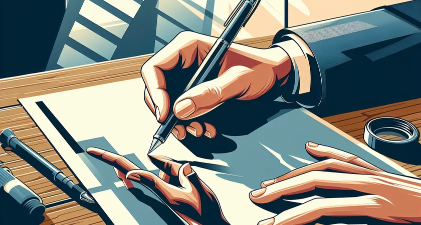 Une main tenant un stylo