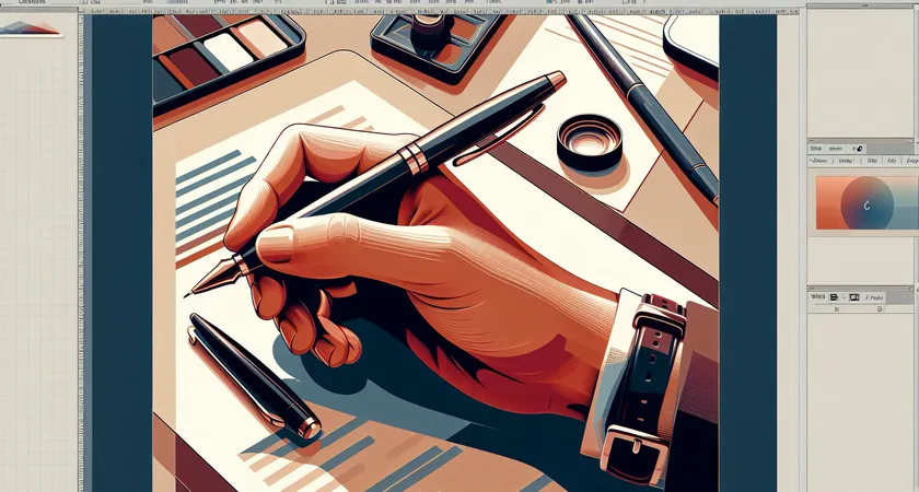 Une main tenant un stylo