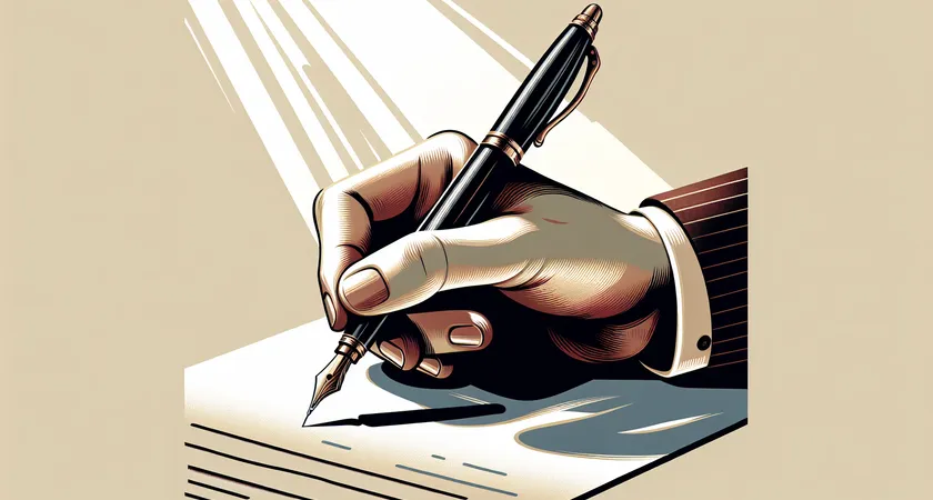 Une main tenant un stylo