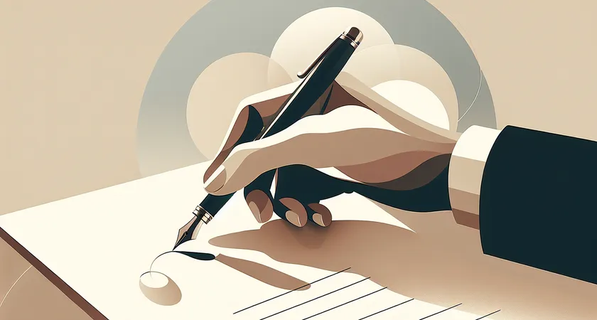 Une main tenant un stylo