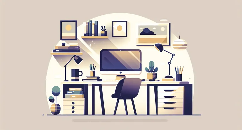 A modern desk with a computer