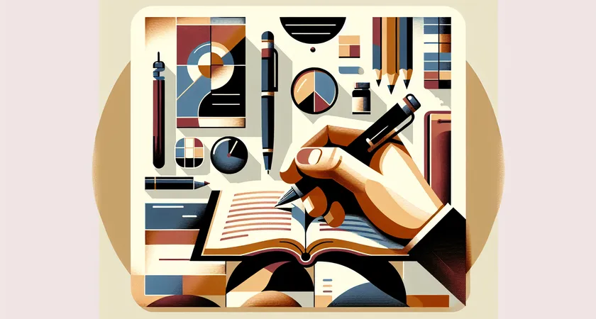 A hand holding a pen over a notebook