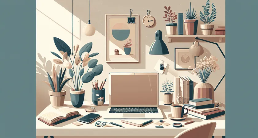 A modern workspace with an open laptop