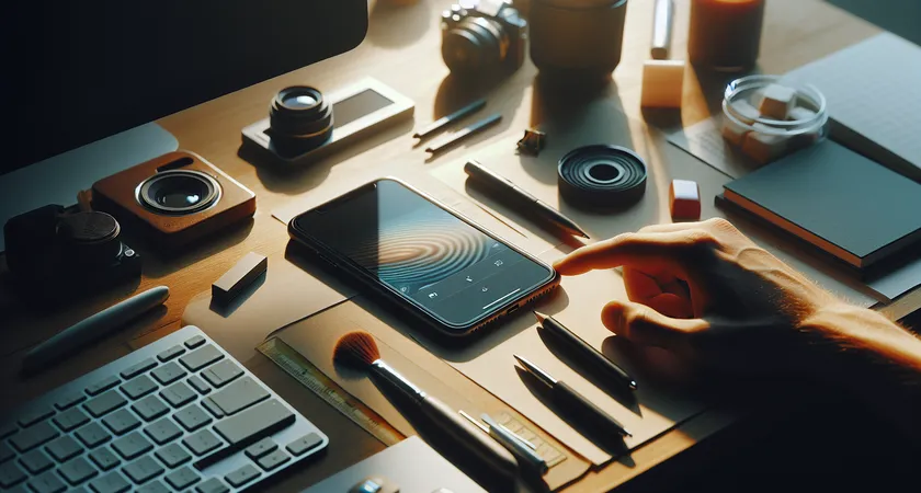 A close-up of a smartphone on a desk