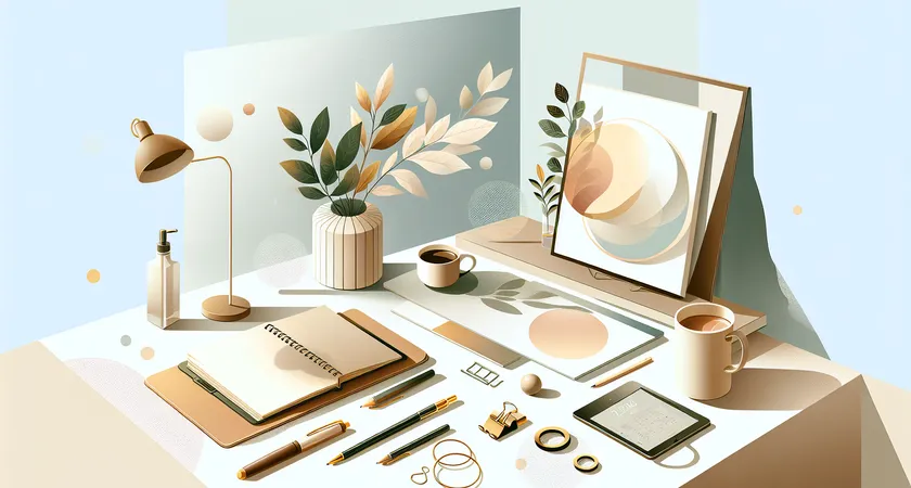 A notebook, pen, and plant on a workspace