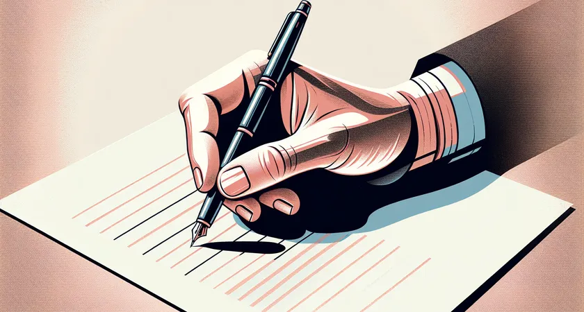 Une main tenant un stylo