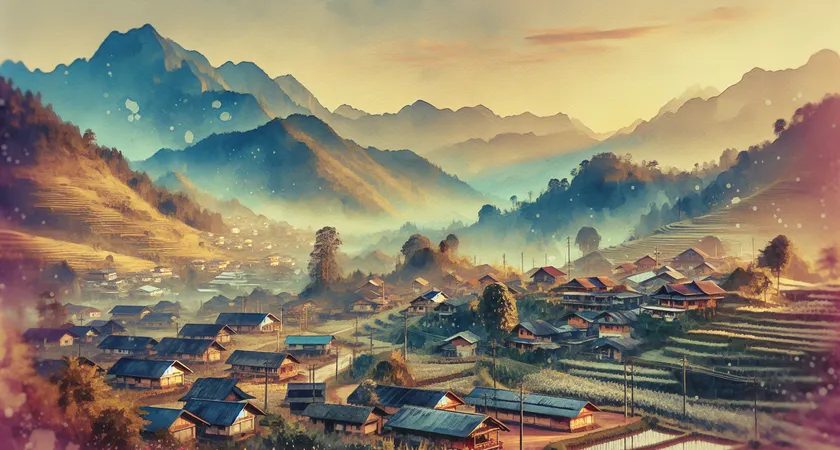 Un village montagnard paisible un matin calme