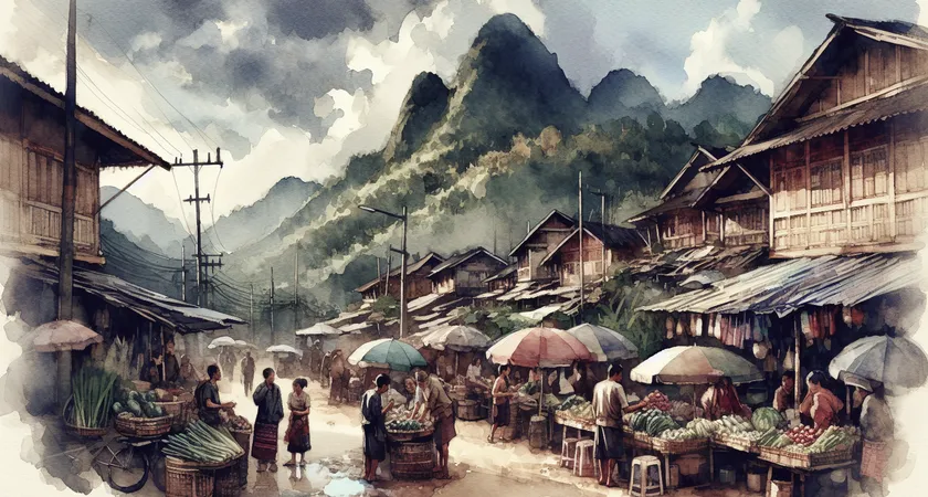 Un petit marché de producteurs animé en montagne