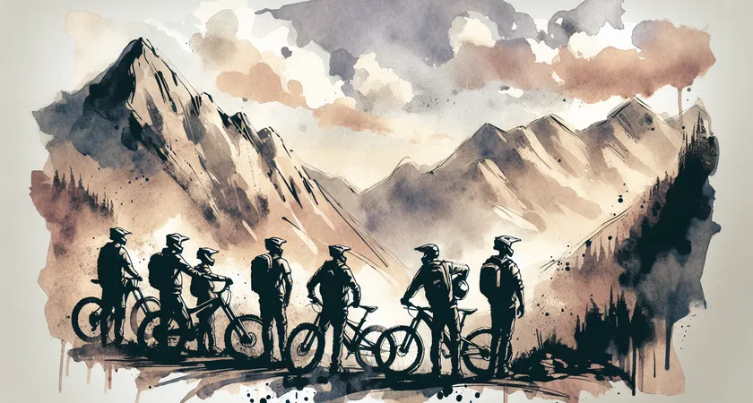 Des cyclistes admirant une vue montagneuse