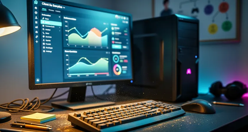 A close-up of an old, archived computer screen displaying a vintage League of Legends client interface from the 2014 era, showing the now-removed 'Ranked Teams' tab. The screen glow illuminates a dusty keyboard, with a faint out-of-focus poster of an older champion splash art on the wall behind, creating a nostalgic, archival mood.