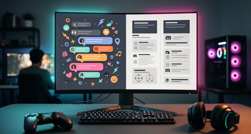 Split screen concept, left side shows a messy Discord chat with scattered post-game thoughts, right side shows a clean, formatted document with headings like 'Pattern Identified', 'Evidence', and 'Proposed Experiment', representing the shift from chaos to clarity