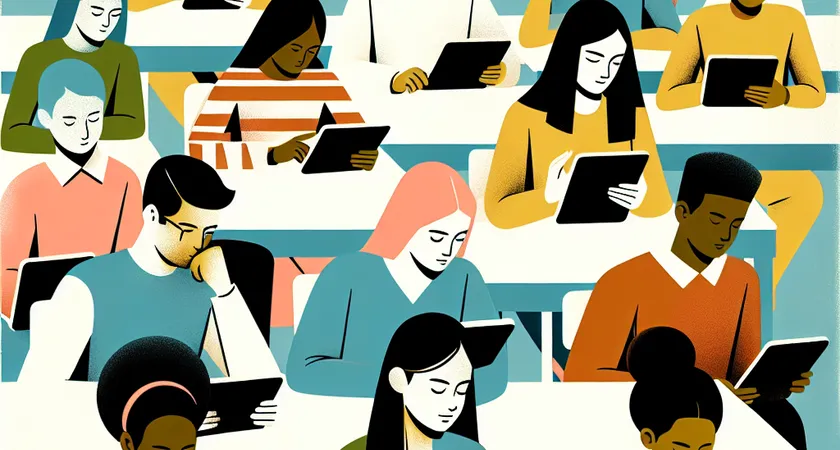 Des élèves utilisant des tablettes en classe