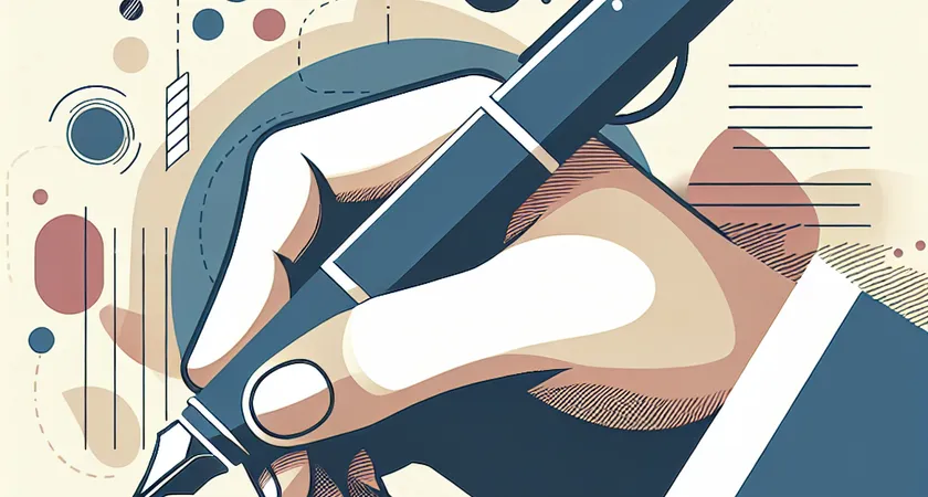 Une main tenant un stylo