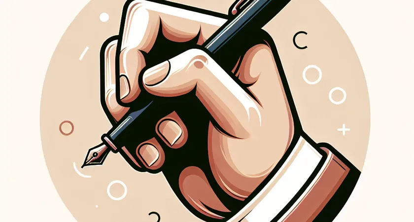 Une main tenant un stylo