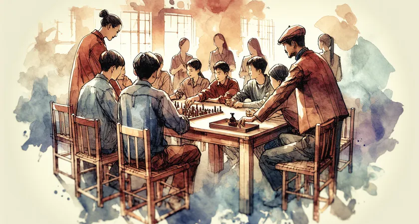 Des élèves jouant à un jeu éducatif autour d'une grande table