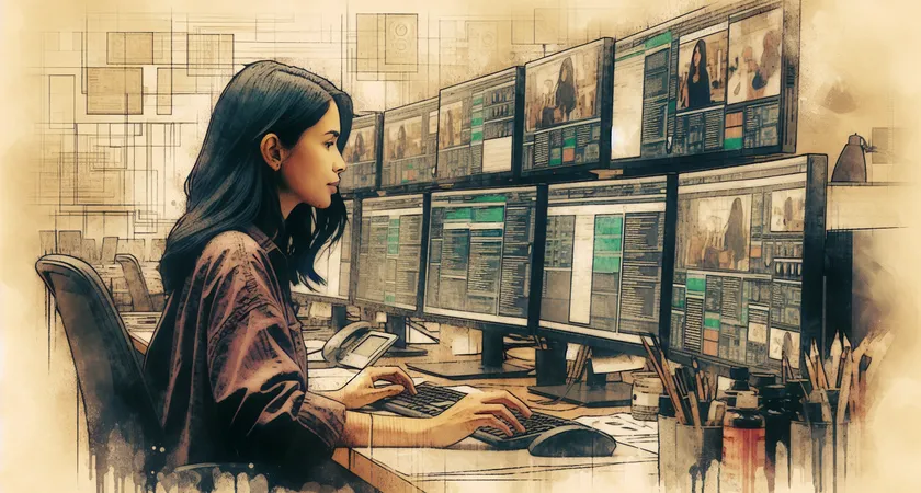 Un développeur devant plusieurs écrans d'ordinateur